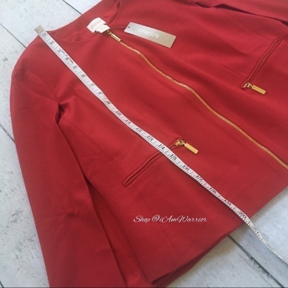 Chico’s NWT red zip cape jacket/blazer *Shop@iAmWarrior - Picture 5 of 10